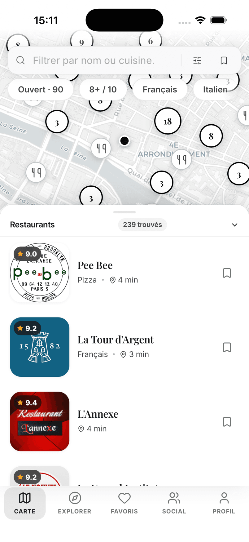L’application Forkmap : la carte des restaurants et la liste des meilleures adresses